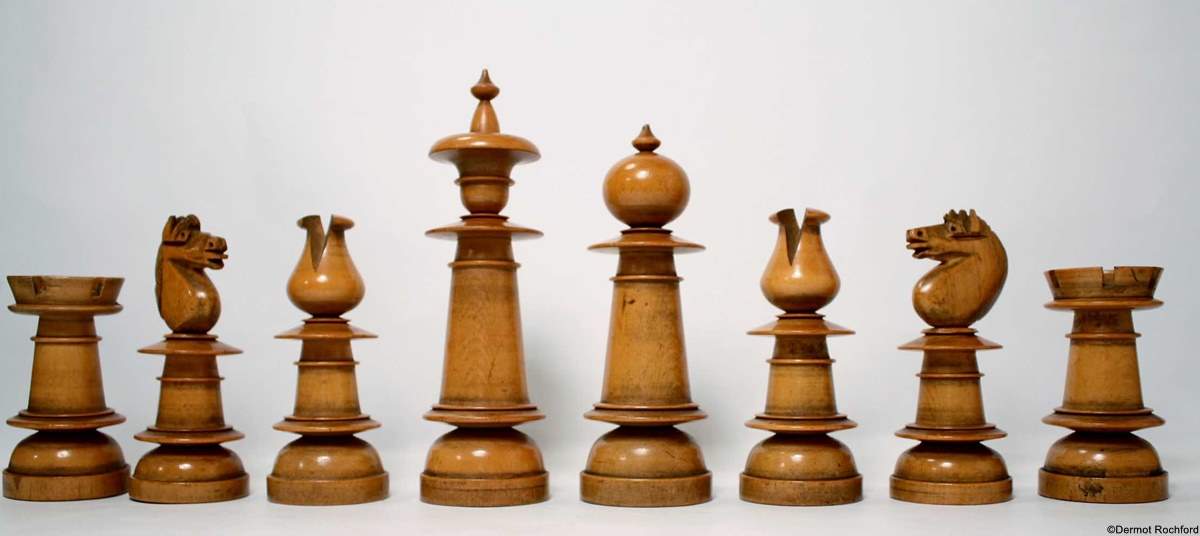 Antique English Upright Chess Set