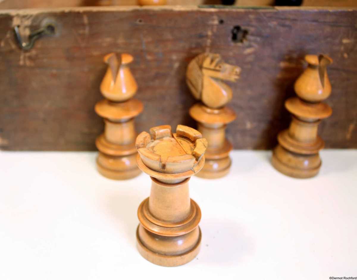 Antique English Upright Chess Set