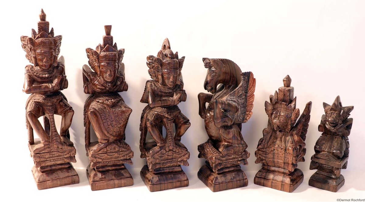 Antique Balinese Deity Set Chess Set