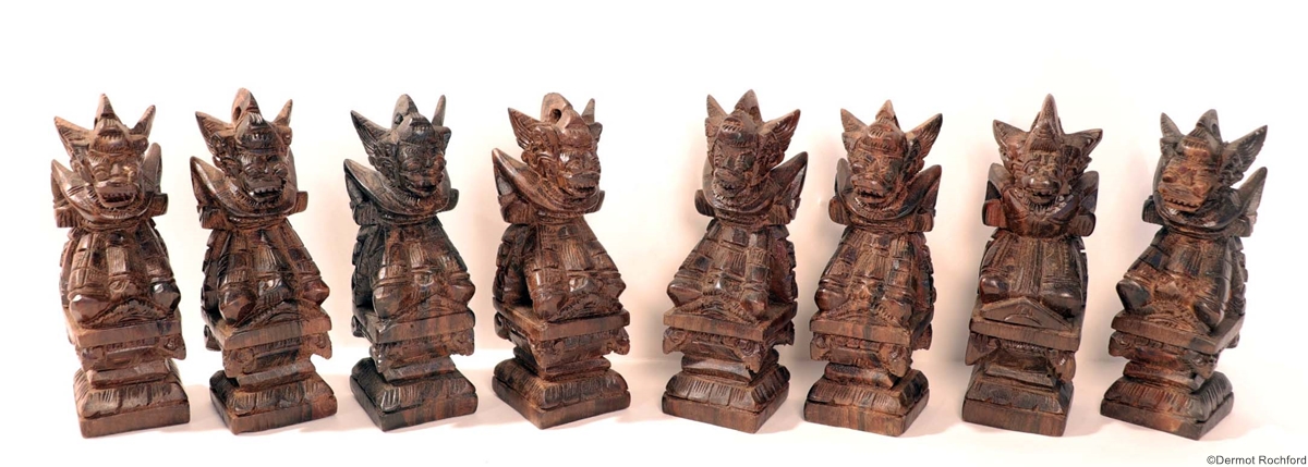 Antique Balinese Deity Set Chess Set