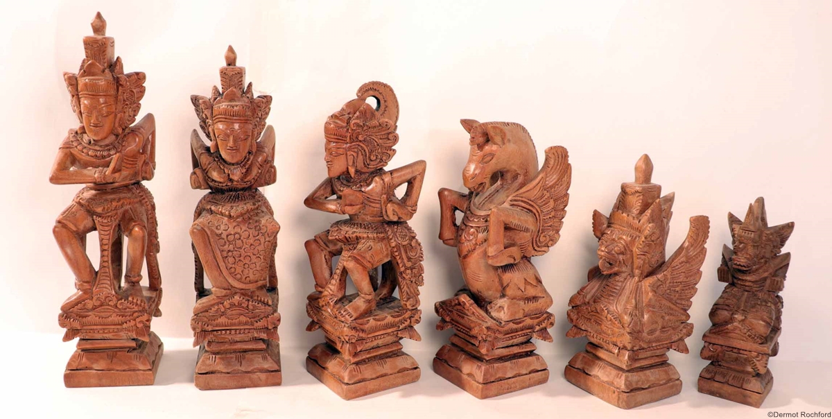 Antique Balinese Deity Set Chess Set