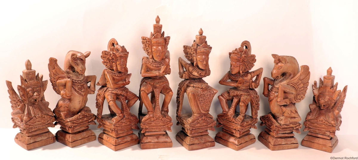 Antique Balinese Deity Set Chess Set