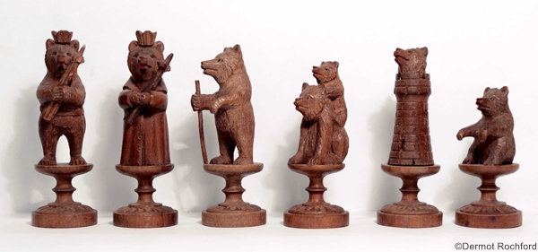 Antique Swiss 'Bears of Berne' Chess Set