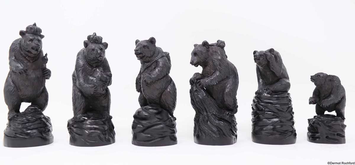 Commissioned Bear Wolf Chess Set