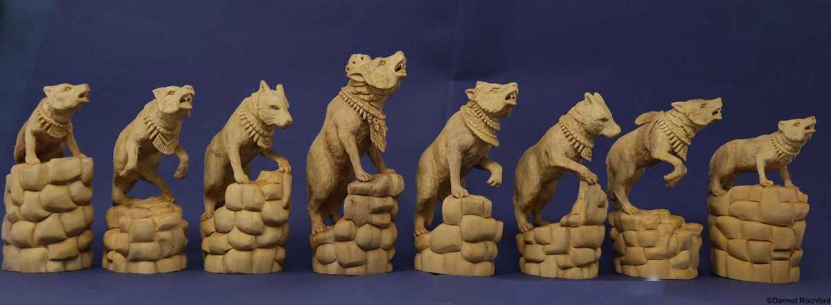 Commissioned Bear Wolf Chess Set