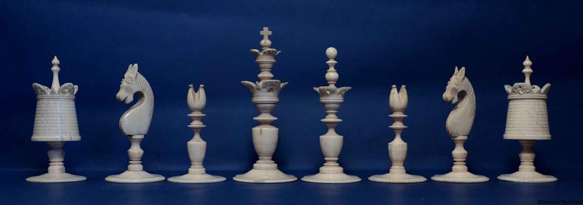 Antique English Bone Chess Set