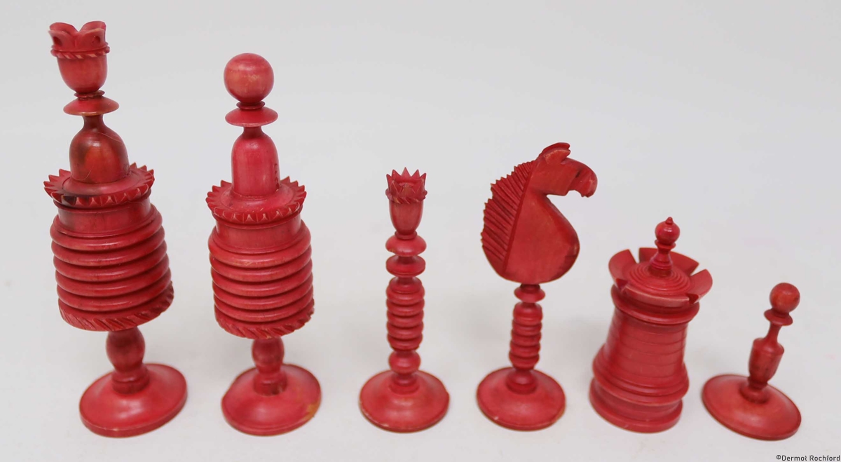 Antique German Bone Chess Set