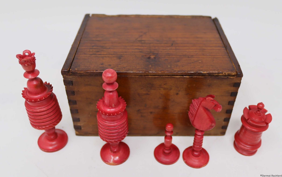 Antique German Bone Chess Set