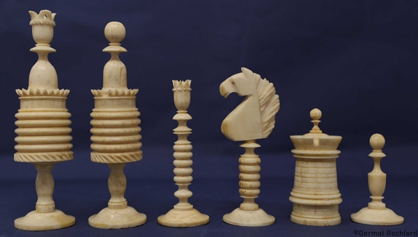 Antique German Bone Selenus Chess Set