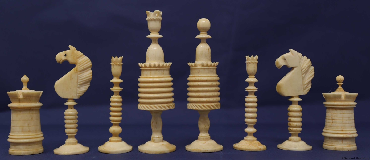 Antique German Bone Chess Set