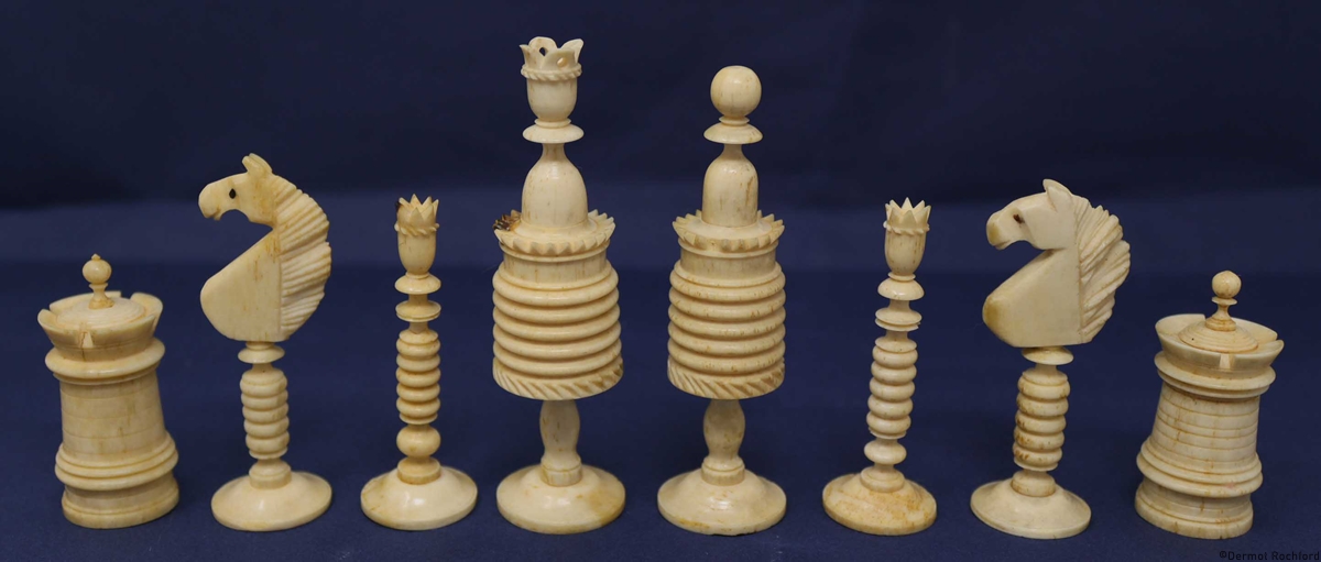 Antique German Bone Chess Set