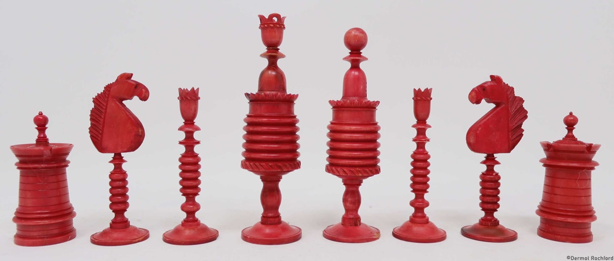 Antique German Bone Chess Set