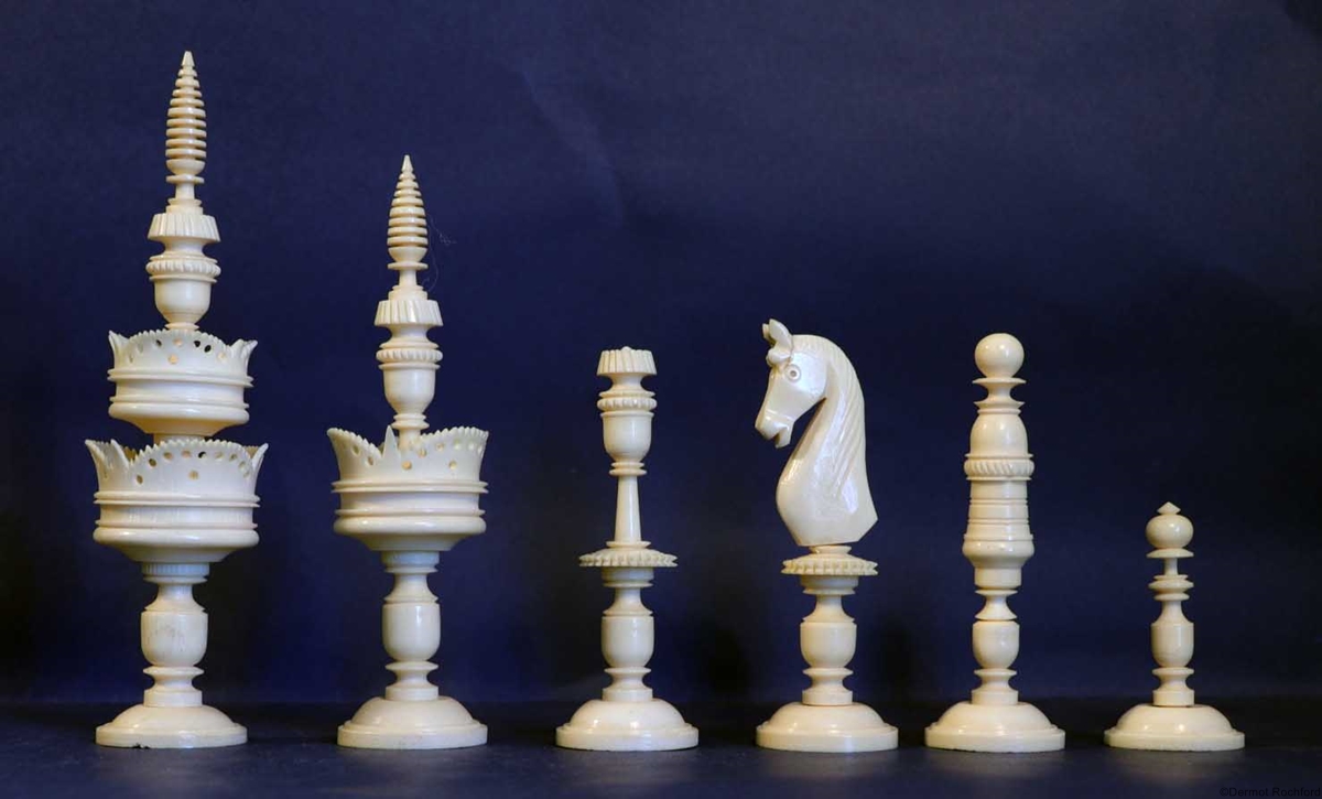 Antique Bone Selenus Chess Set