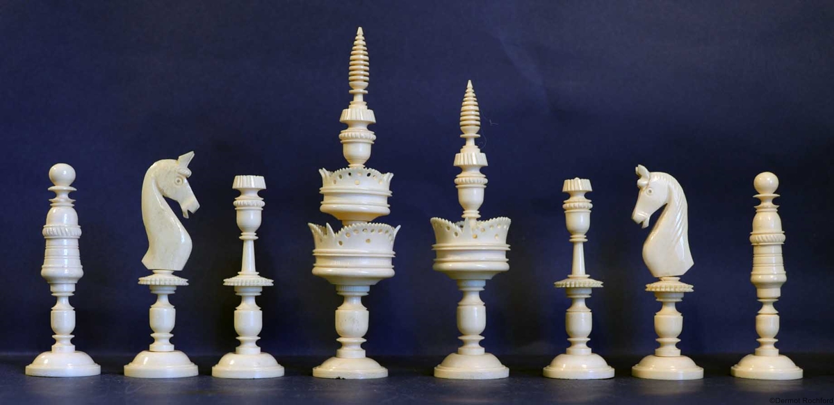 Antique Bone Selenus Chess Set