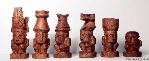 Nias Tribal Carved Chess Set