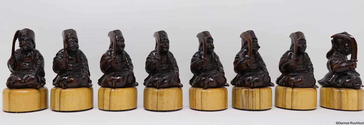 Vintage Soviet Carved Wood Chess Set