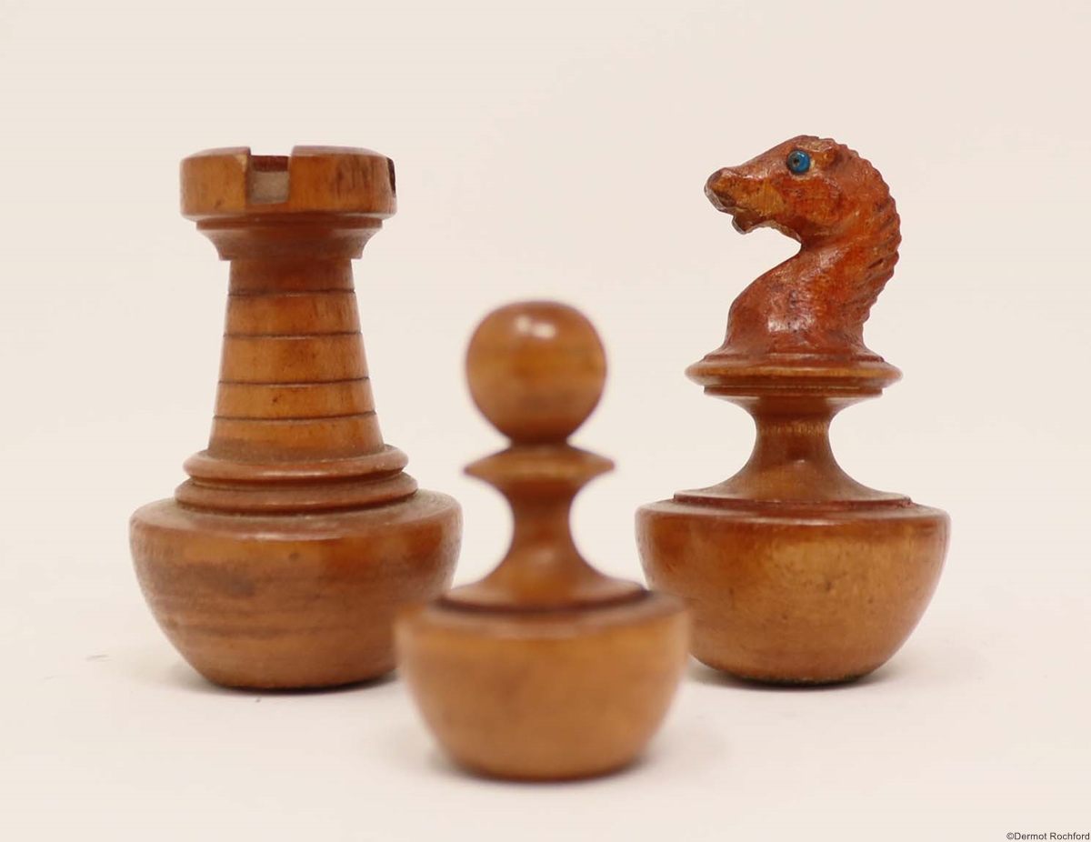 Antique selfrighting Chess Set